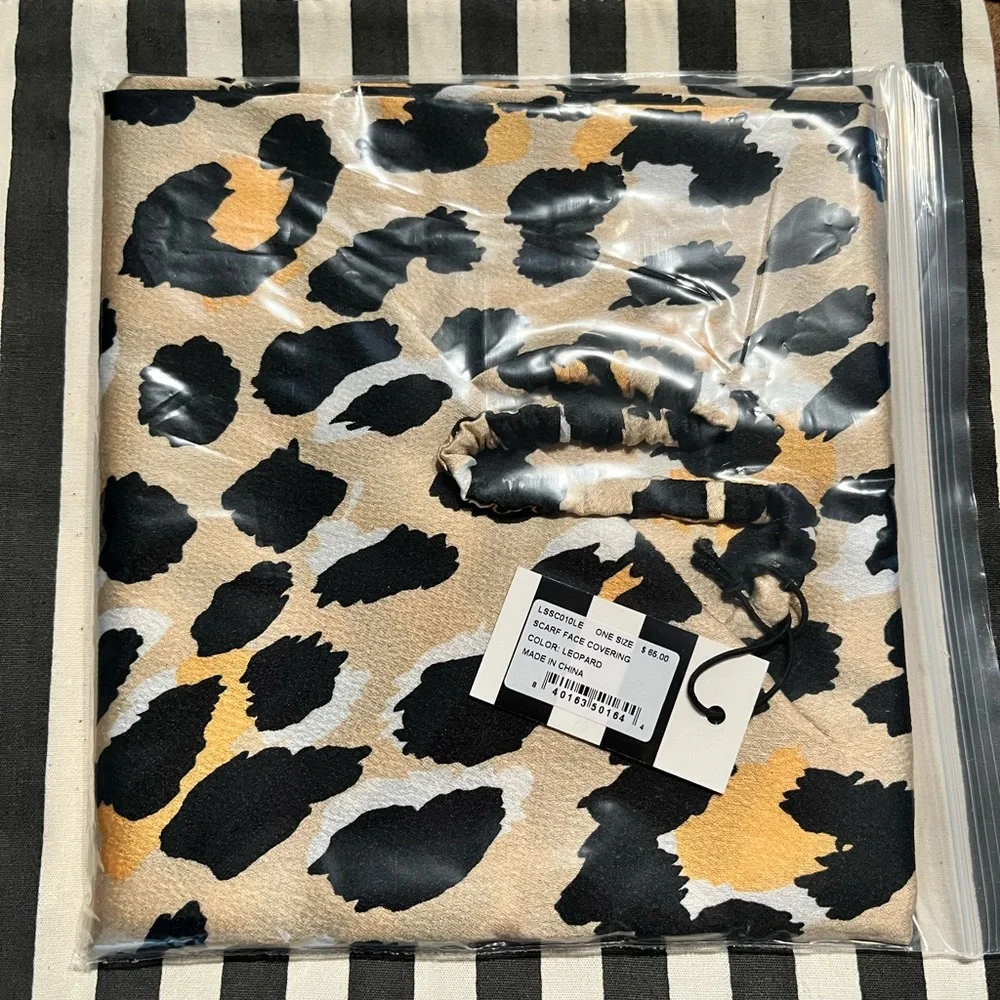 LELE SADOUGHI NWT AUTHENTIC LEOPARD POLY SILK BANDANA SCARF MASK